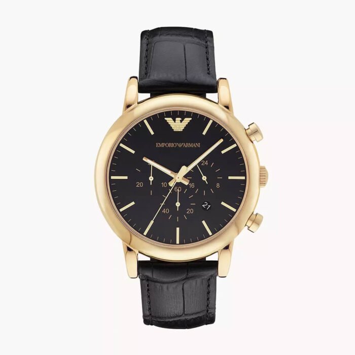 Men's Chronograph Black Leather Watch
